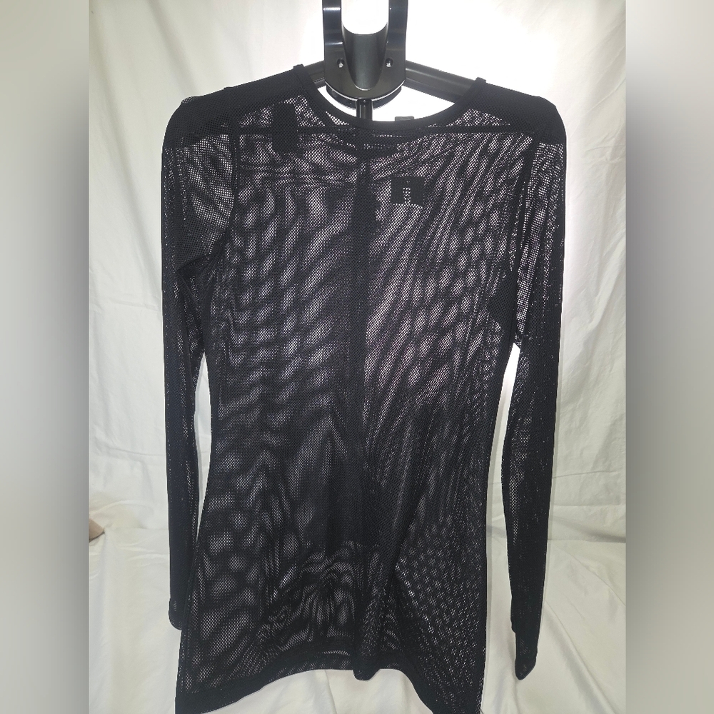 Hot Topic Black Fishnet Long-Sleeve Top
